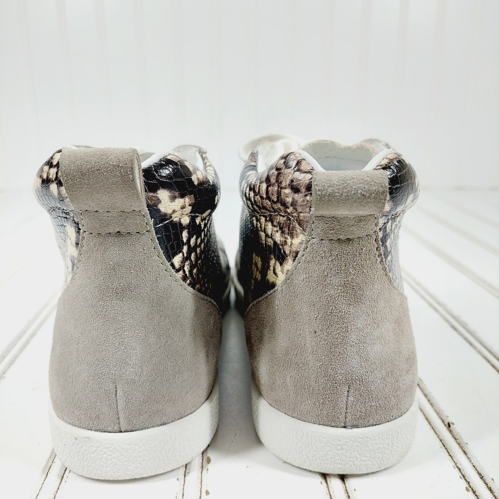 NEW PAIGE Annie Snake Embossed Mid Top In Black/ White Multi Sneakers M512 - Picture 6 of 12